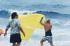 Hookipa Beach 1998. Under Joe 'Cool's eye, Robby Naish takes off a Wipika wing